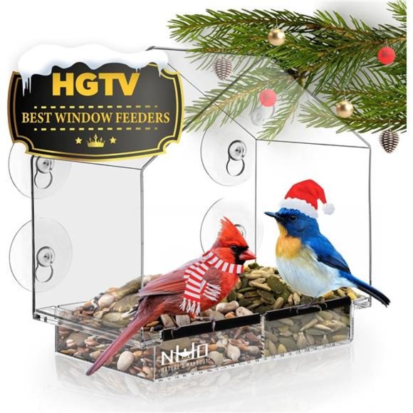 Window Bird Feeder with Strong Suction Cups,Clear Window BirdFeeders for Outside